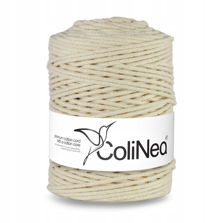Zsinór makraméhoz, ColiNea, pamut, 3 mm x 200 m, matt elefántcsont