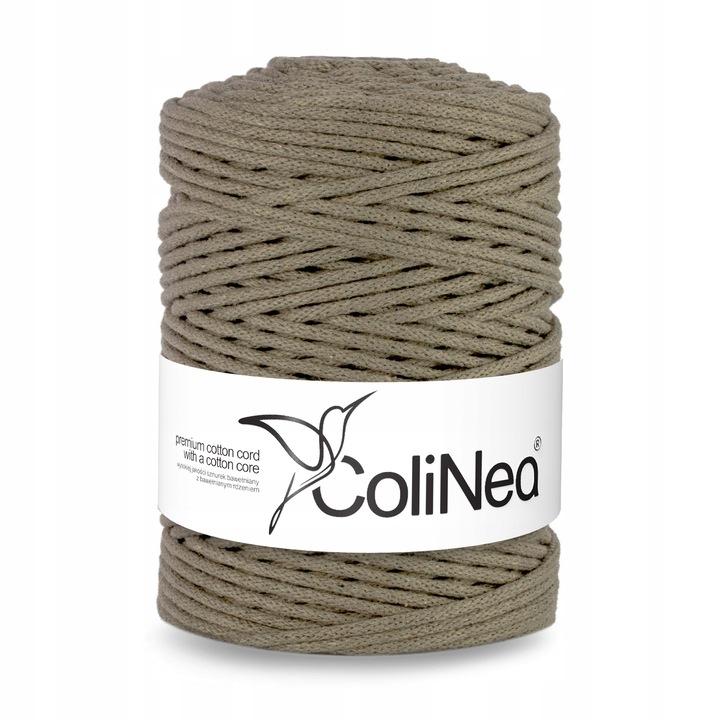 Snur bumbac, pentru crosetat si tricotat, snur macrame, ColiNea, impletit, bumbac, 3mm, 200m, bej inchis