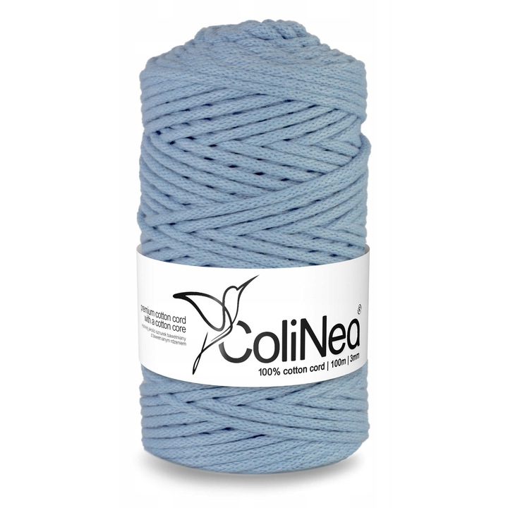 Sfoara pentru macrame ColiNea, bumbac 100%, 3mmx100m, albastru bleu