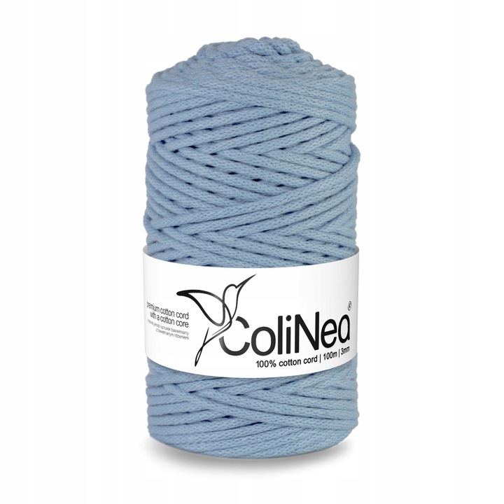 Makramé zsinórfonal, ColiNea, 100% pamut, 3mmx100m, kék kék