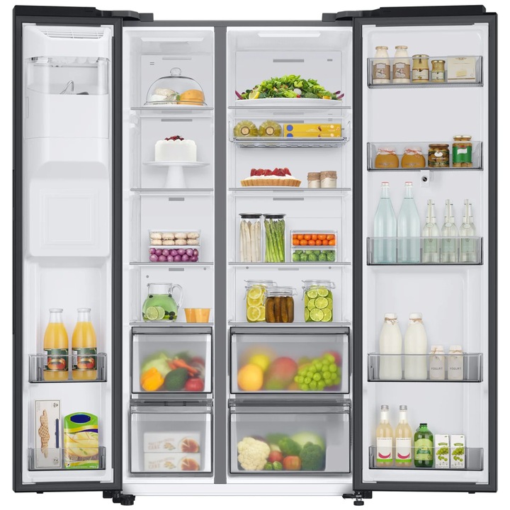 Frigider Samsung RS6HDG883EB1EF Side by Side, 614 l, cu ecran Family Hub, negru