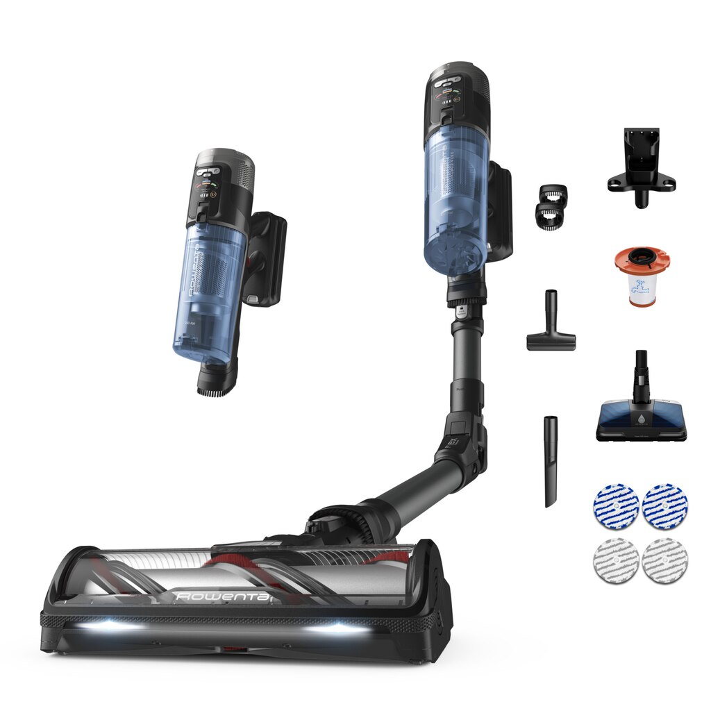 Vhbw Supporto Verticale Per Aspirapolvere Rowenta X-Force Flex 11.60 RH9811WO, Con Porta Accessori, Grigio Scuro, In Alluminio, Autoportante