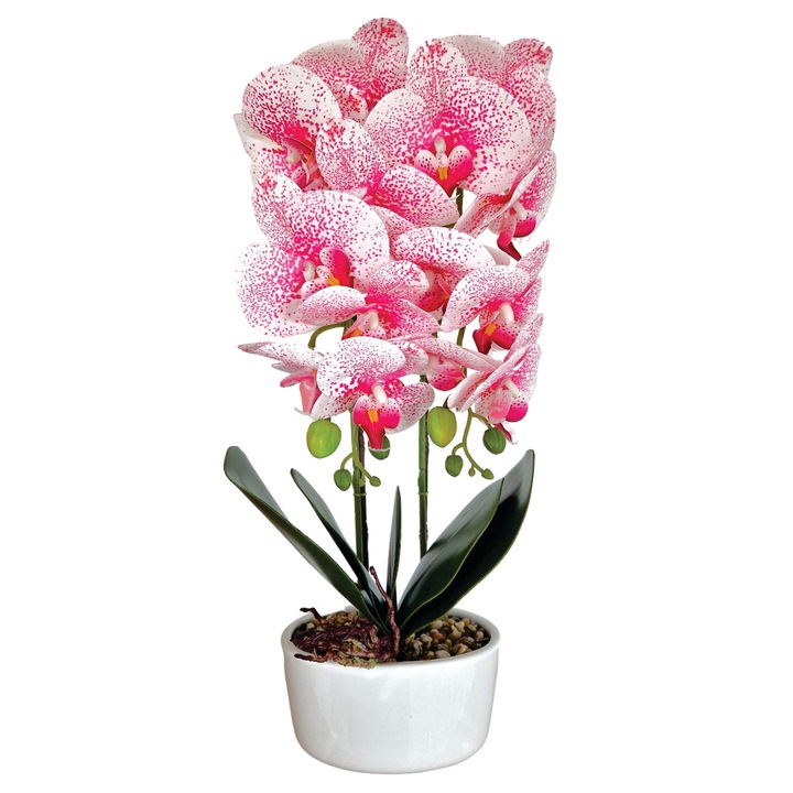 Орхидеи с естествен вид в керамична саксия, 50 см, Naimeed D5819, розово