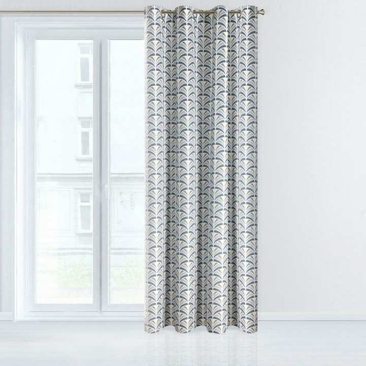 Готова завеса на халки 140x250 Абел стоманено сиво, сребристо, каки