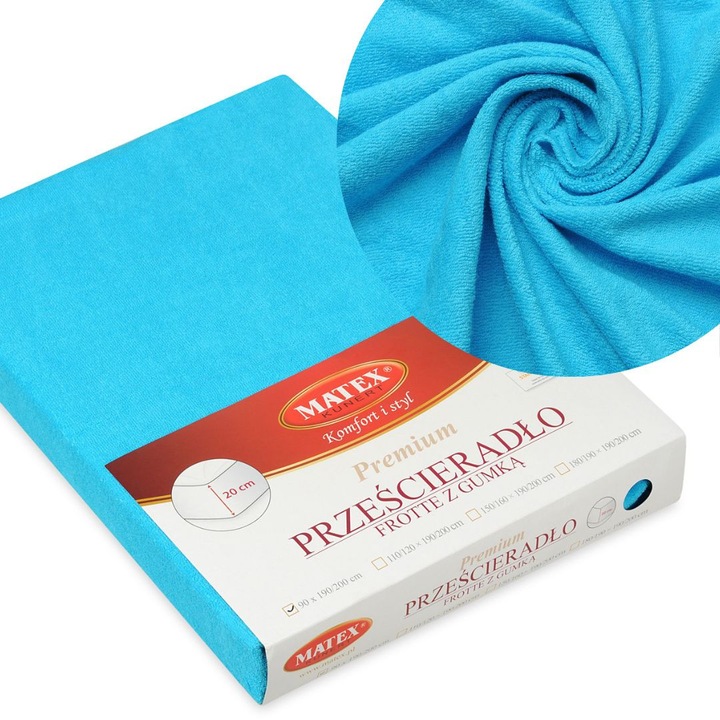 Чаршаф за легло, Multitex, С ластик, Хавлиен, 2 души, Може да се пере, 140 x 200 см, Син