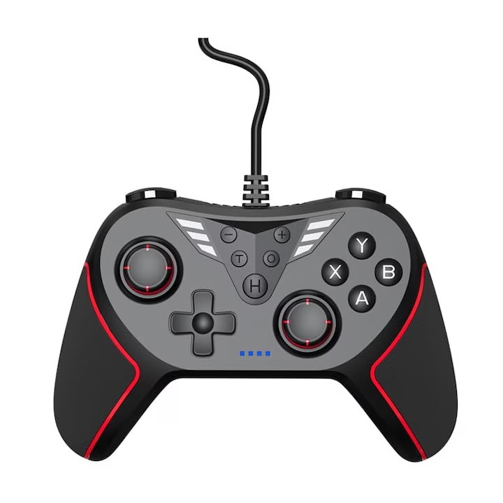 Controler de joc cu fir, ZOLANA, cu vibratii turbo, compatibil cu platforma N-S si PC (XP/WIN7/WIN8/WIN10), 16,7x7,1x15,6 cm, Negru