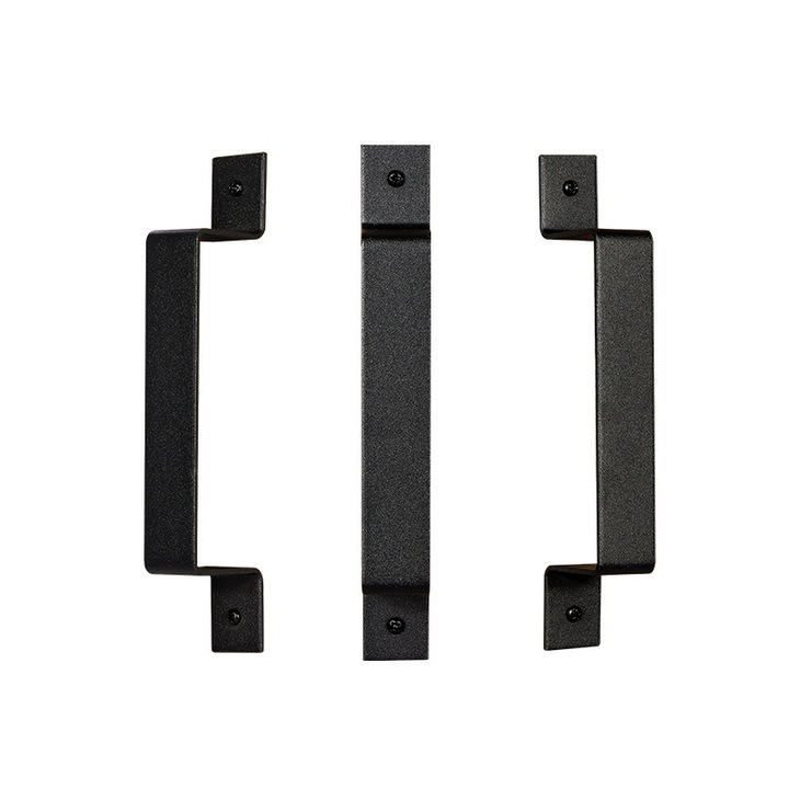 Maner usa hambar din otel carbon mat, trage unghi drept usa glisanta, feronerie industriala grea, negru