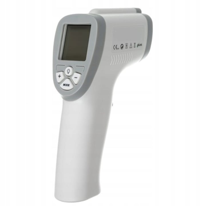 Digitális hőmérő, érintésmentes infravörös technológia, felületekhez és testhez, elemes, fehér, Dactylion®