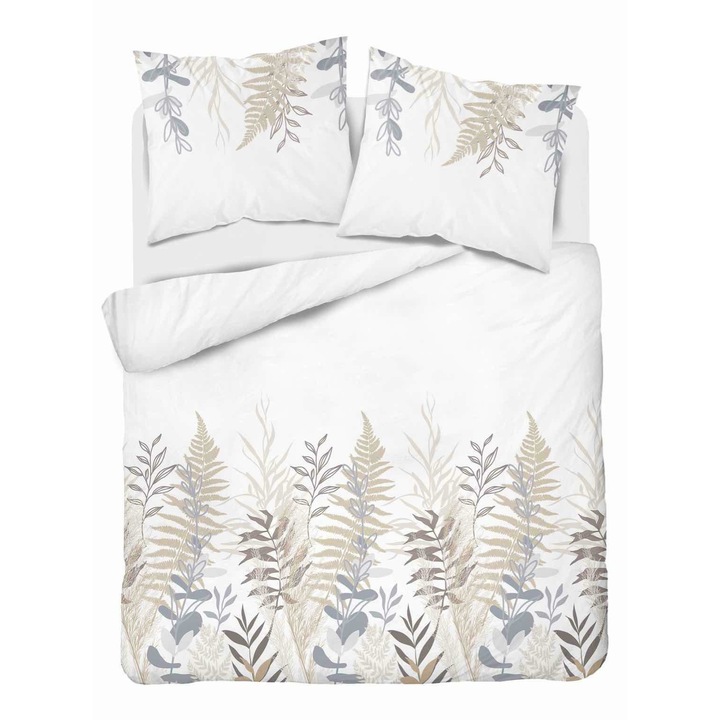 Set lenjerie de pat, Detexpol, bumbac, alb, 160x200cm, 70x80cm