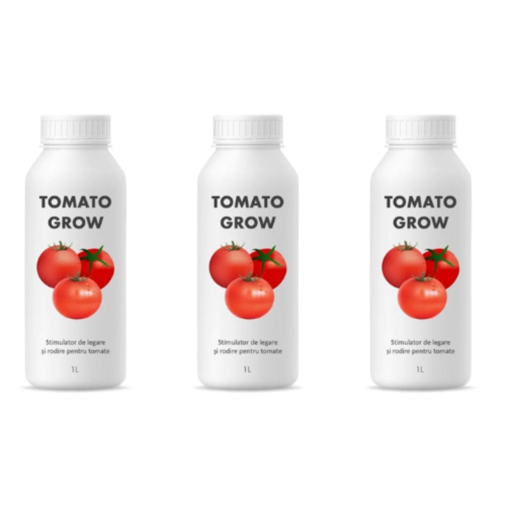 Stimulator de legare si rodire pentru tomate formulat pe baza acizi humici, acizi fulvici si microelemente, TOMATO GROW, 3 litri