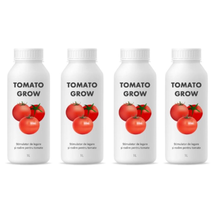 Stimulator de legare si rodire pentru tomate formulat pe baza acizi humici, acizi fulvici si microelemente, TOMATO GROW, 4 litri