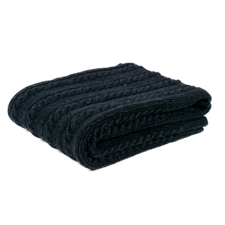 Patura Kampol OLIVIA, lana, model impletit, grafit, 130x170cm