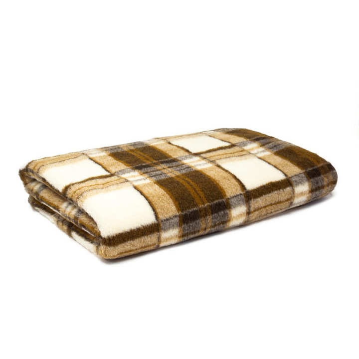 Patura de pat, Kampol, Lana, 160x200 cm, Maro