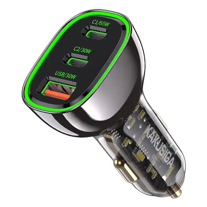 Autós töltő Kakusiga KSC-1056, 3xUSB PD 125W gyorstöltő, fekete