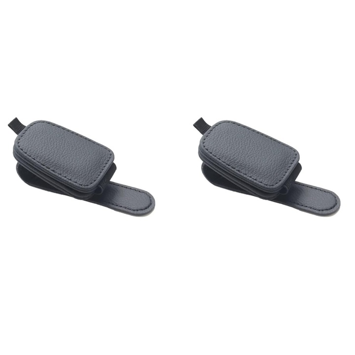 2db autós tartó NOUSEG napszemüveghez, mágneses, bőr borítású, fekete