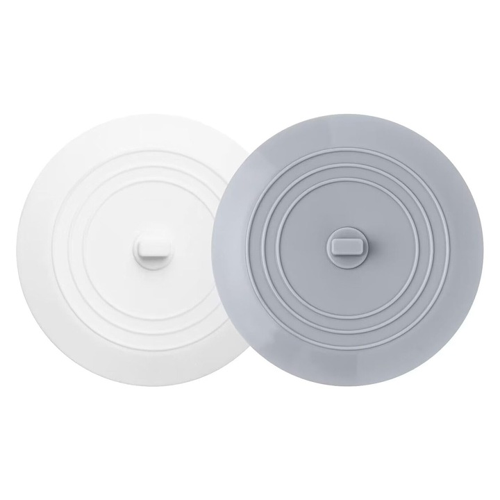 2 db NOUSEG leeresztő dugós készlet, szilikon, szürke/fehér, 13cm