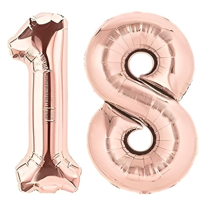 Set 2 baloane folie ESB Selling Depot®, Roz Gold, aniversare 18 ani, 105 cm