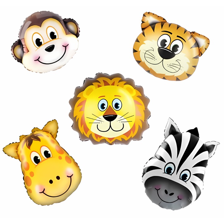 Set 5 baloane folie cap animale zoo Selling Depot® 35 cm
