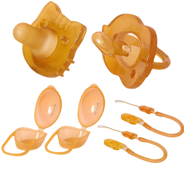 Set suzete enkourakoko, Silicon, Ortodontice, 0-12 luni, Maro, 2 Cutii pentru Sterilizat, Fara BPA