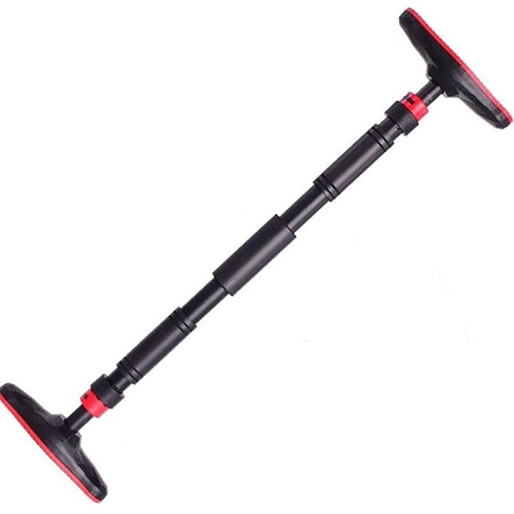 Húzódzkodórúd, COOWOO, Acél / EVA / PVC, 65-100 cm, Teherbírás 180 kg, Fekete / Piros