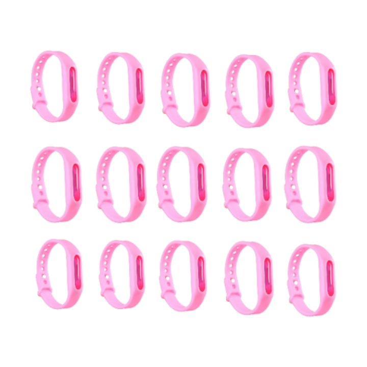 Set de 30 Bratari Antitantari, Din Silicon, cu Uleiuri Esentiale Extrase din Plante Naturale, Roz, MaffStuff®