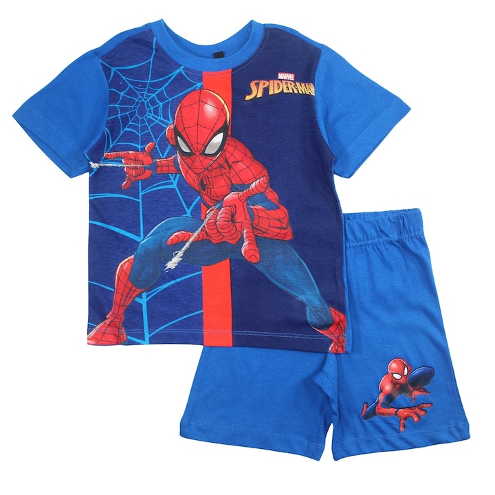Детска пижама с къс ръкав, 100% памук, многоцветна, Force, Spiderman, Многоцветен