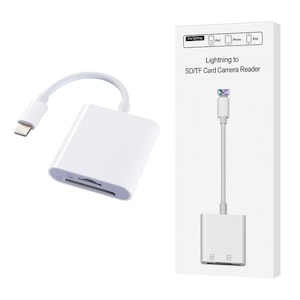 Cititor de carduri Rqiurpn, slot dublu, transmisie rapida, pentru iPhone si iPad, SD/TF, Alb