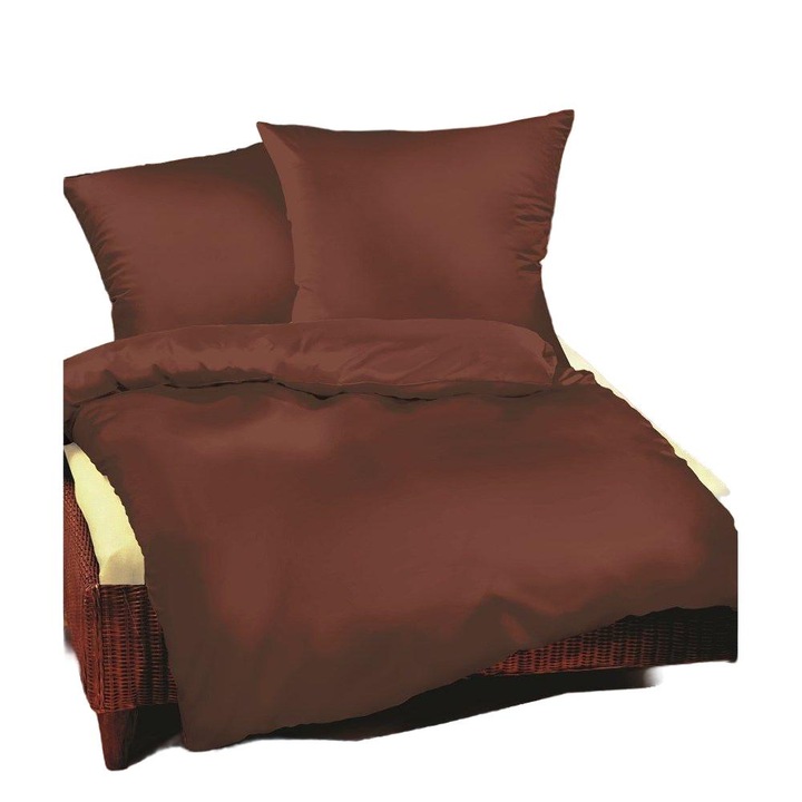Комплект спално бельо Greno, сатениран памук, 220x200см, кафяв, 3 части