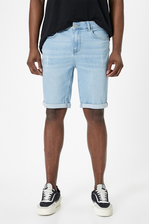 KOTON, Blugi scurti slim fit, Albastru deschis
