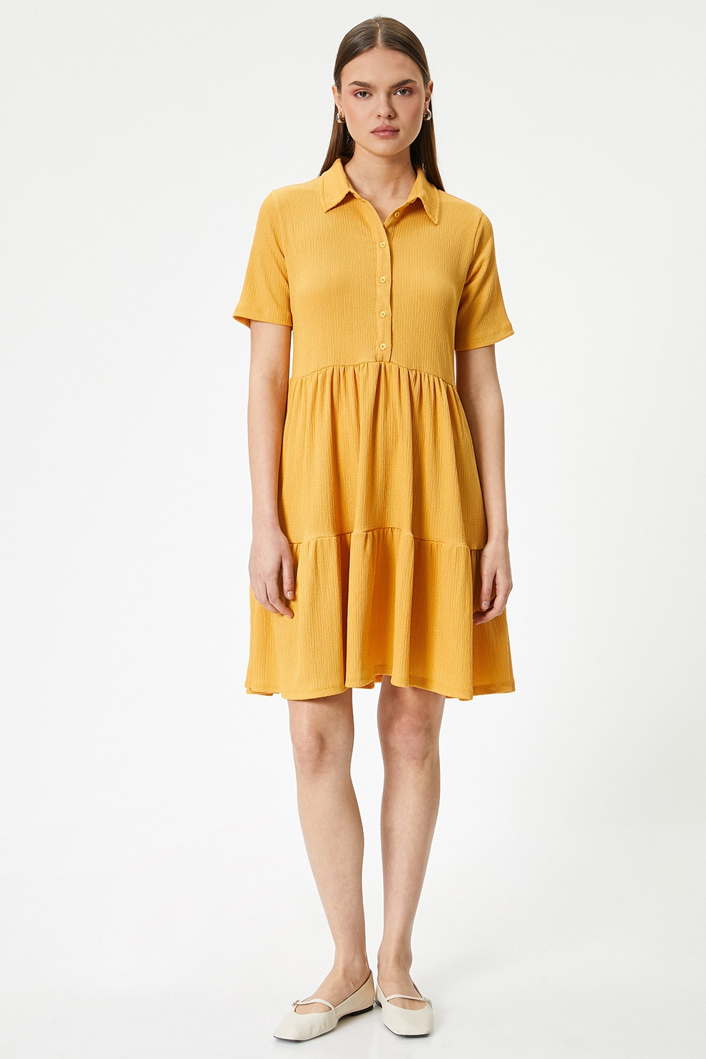 KOTON, Rochie mini cu croiala in A, Portocaliu, XS