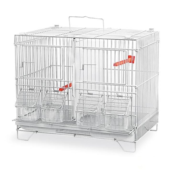 Colivie pentru canari, GAUN, 2 compartimente, cu accesorii, 40 x 26.5 x 34 cm