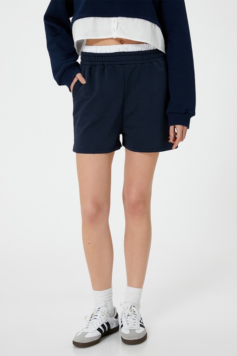 KOTON, Pantaloni scurti cu detaliu contrastant, Bleumarin