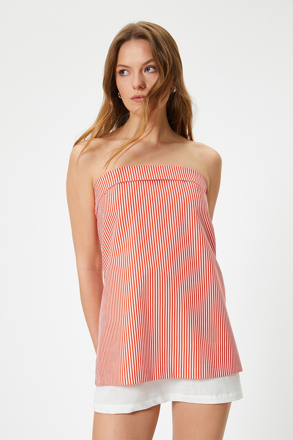 KOTON, Rochie mini in dungi, Rosu, Alb, 40