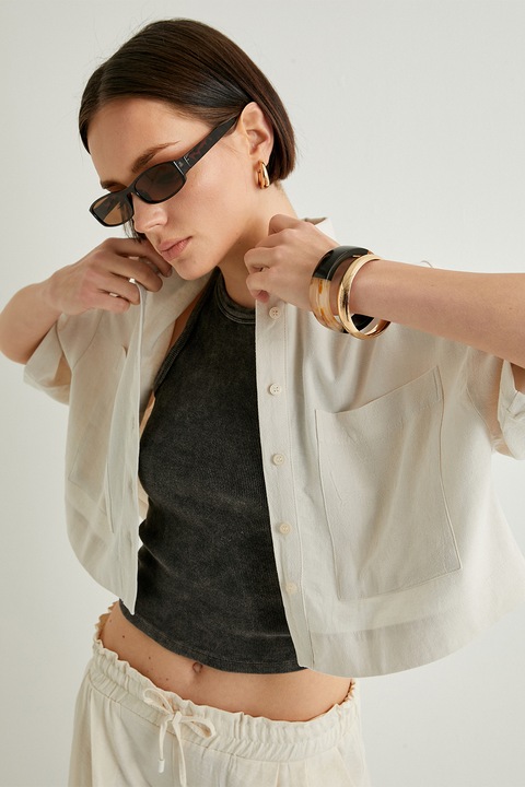 KOTON, Camasa crop lejera, Alb murdar