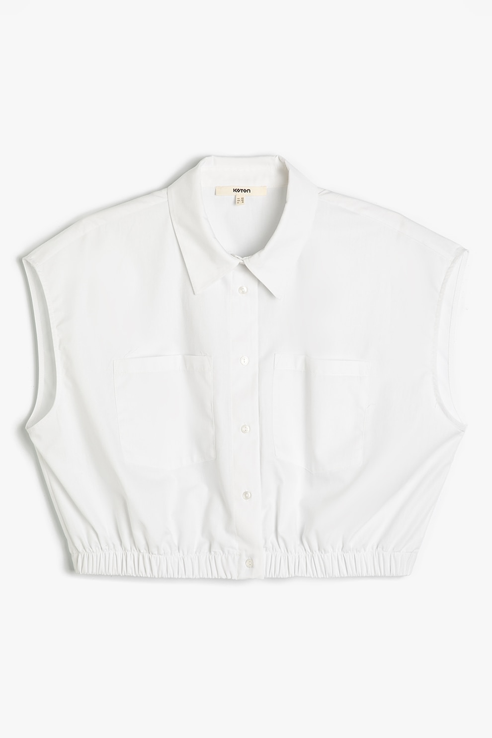 KOTON, Camasa crop de bumbac fara maneci, Alb, 40