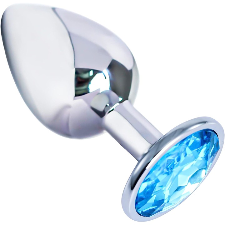 Anális játék ékkővel, kék, S