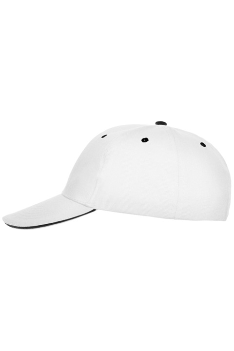 Sapca ajustabila pentru adulti, Sandwich 6P, bumbac 100%, densitate 260 g/m², alb