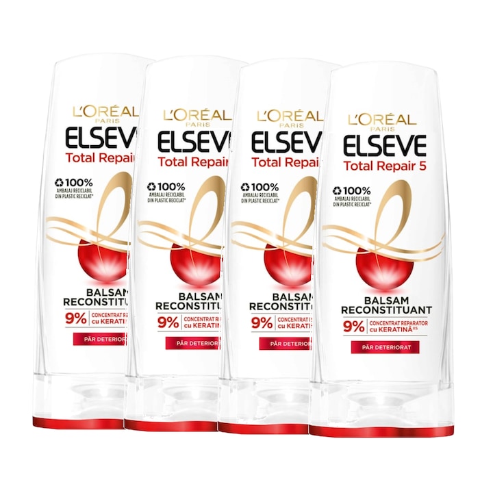 Balsam L'Oreal Paris Elseve Total Repair 5 pentru par deteriorat, 4 X 200 ml