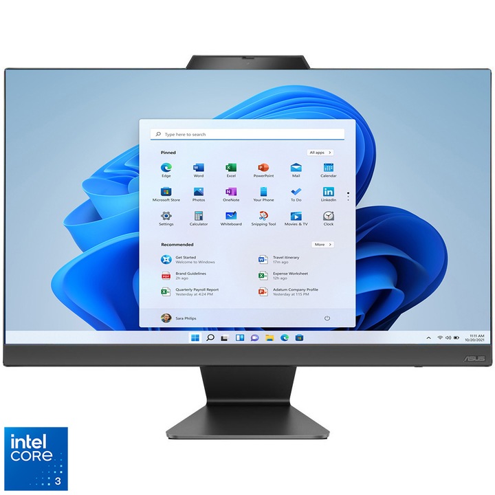 Настолен компютър All-in-One Asus ExpertCenter E3402WVAK, Intel® Core™ 3 100U до 4,70 GHz, 23,8", Full HD, 8GB DDR5, 512GB SSD M.2 NVMe™ PCIe® 3.0, Intel® Graphics, Windows 11 Pro, Black