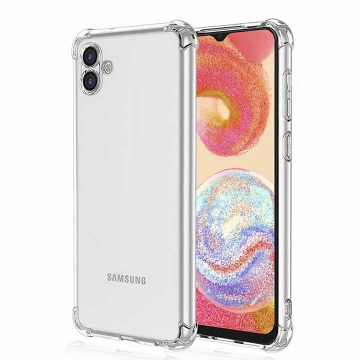 UIQ Удароустойчив защитен калъф за Samsung Galaxy A04e / M04, прецизни изрези, силикон, прозрачен