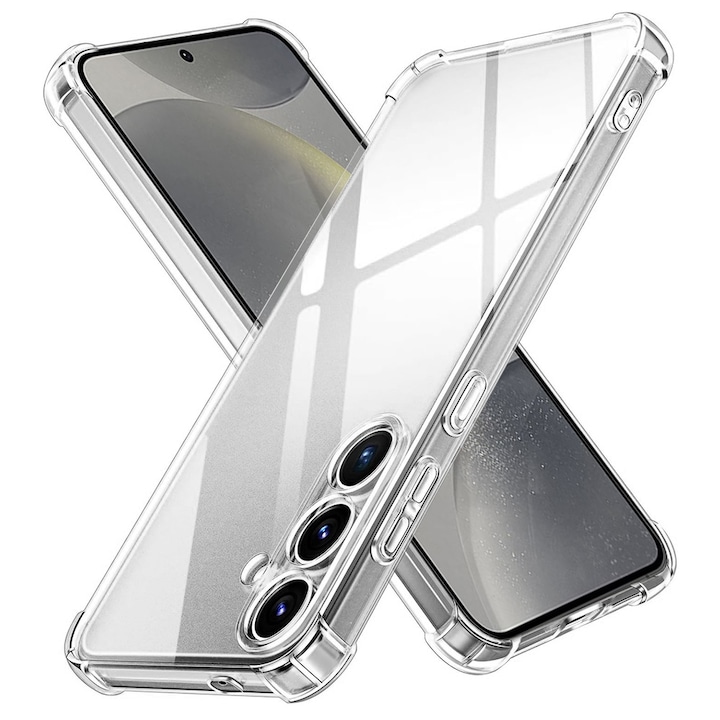 UIQ Удароустойчив защитен калъф за Samsung Galaxy S24, прецизни изрези, силикон, прозрачен