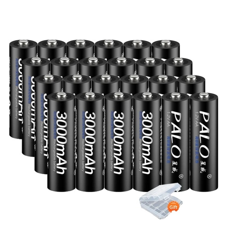 Set 24 Baterii Reincarcabile AA, PALO, NI-MH, 1.2V, 300-2400mAh, multicolor, 14.5x50.5mm