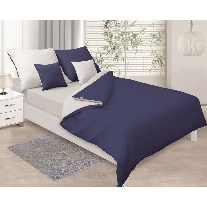 MATEX Double Face ágyneműhuzat garnitúra, pamut, 220x200cm, kék/fehér, 130g/m2