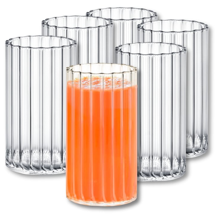 Set Pahare apa, sticla termorezistenta, 6 piese x 250 ml, pentru apa, whisky, sucuri, limonada, Wilmax England