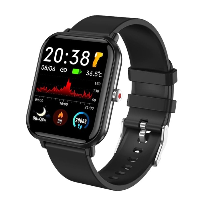 DG Sync DG S9 PRO SmartWatch и фитнес гривна: HD 1,7" сензорен екран, 5 ATM водоустойчивост, пълно наблюдение на фитнес и здраве, разговори и съобщения, съвместим с iOS/Android - черен