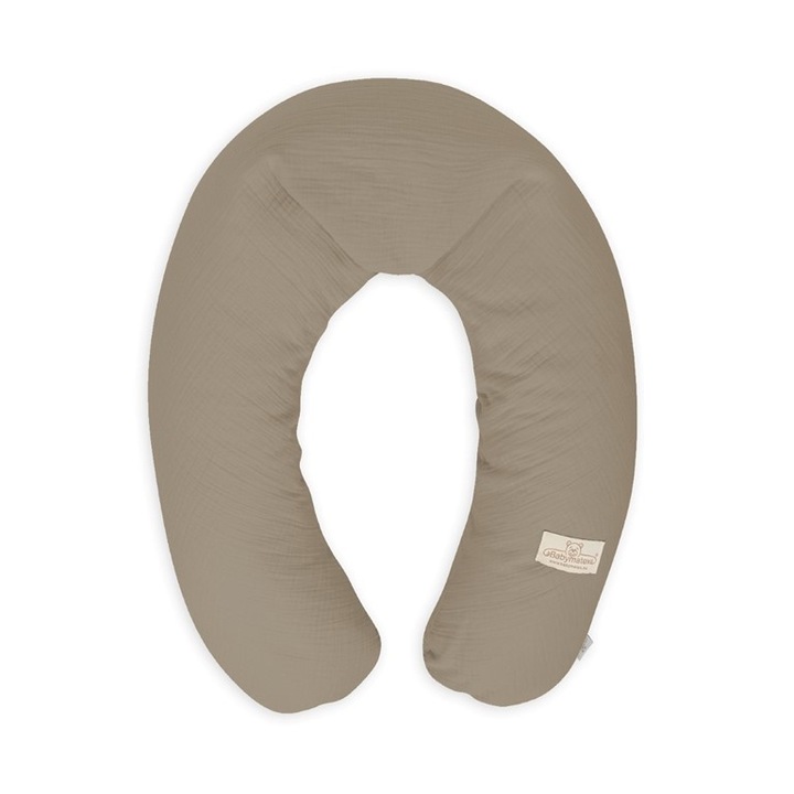 Perna de pozitionare BabyMatex Relax Muslin, bumbac, antialergica, bej inchis, 190 cm