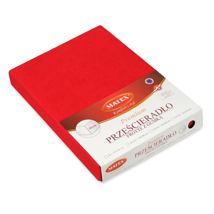 Cearceaf de pat MATEX, bumbac, 120x200cm, rosu