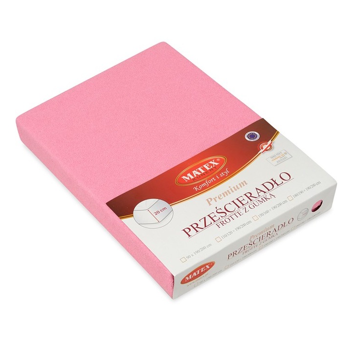 Cearceaf de pat MATEX, bumbac, roz, 180x200cm