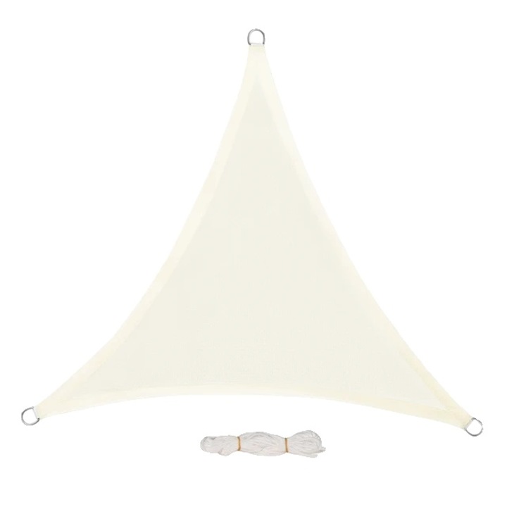Триъгълен сенник, Плат, UV 50+ защита, Устойчивост на разкъсване, Кремав, 25x25x35м