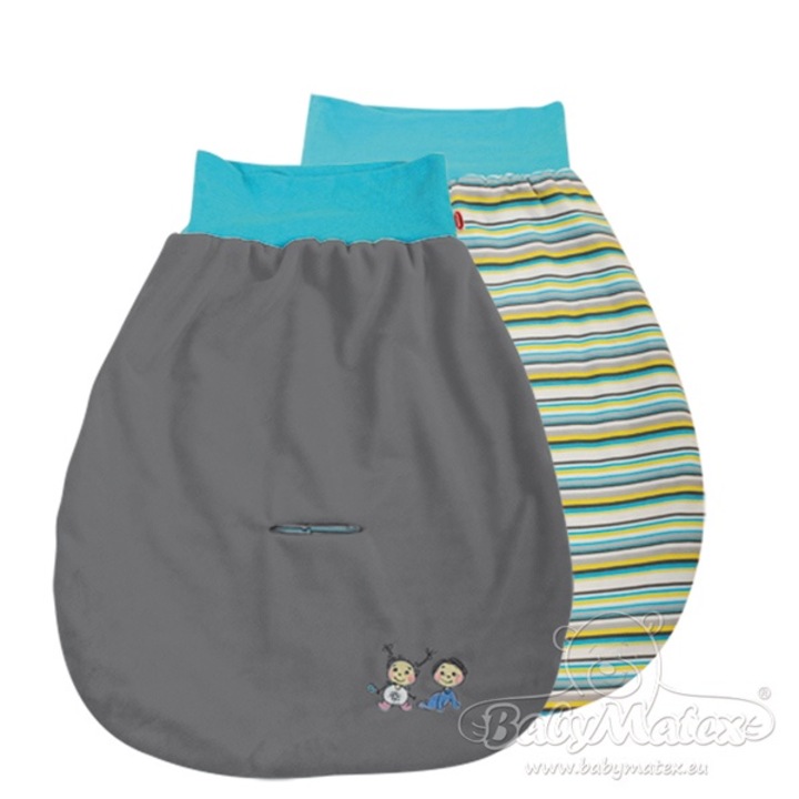 Sac de dormit bebe BabyMatex Best friends, 100% bumbac, 0-8 luni, gri cu dungi